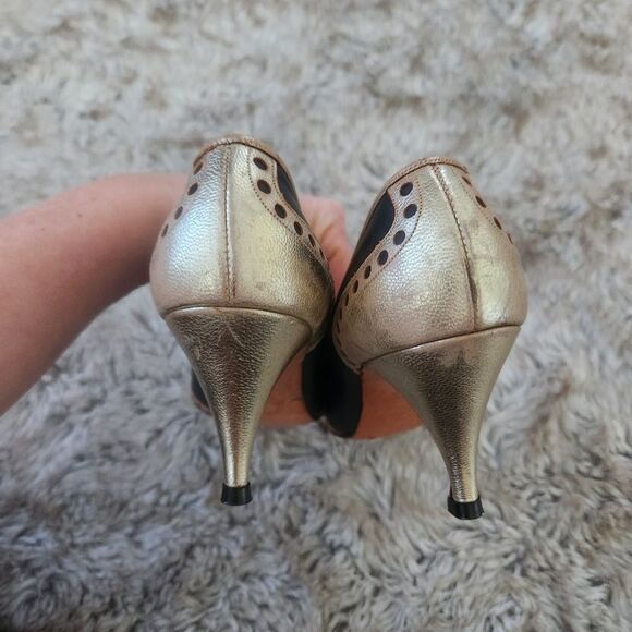 Joseph Larose 1960s Vintage Gold and Black Pump‎ Heels Size 7 - Picture 11 of 12